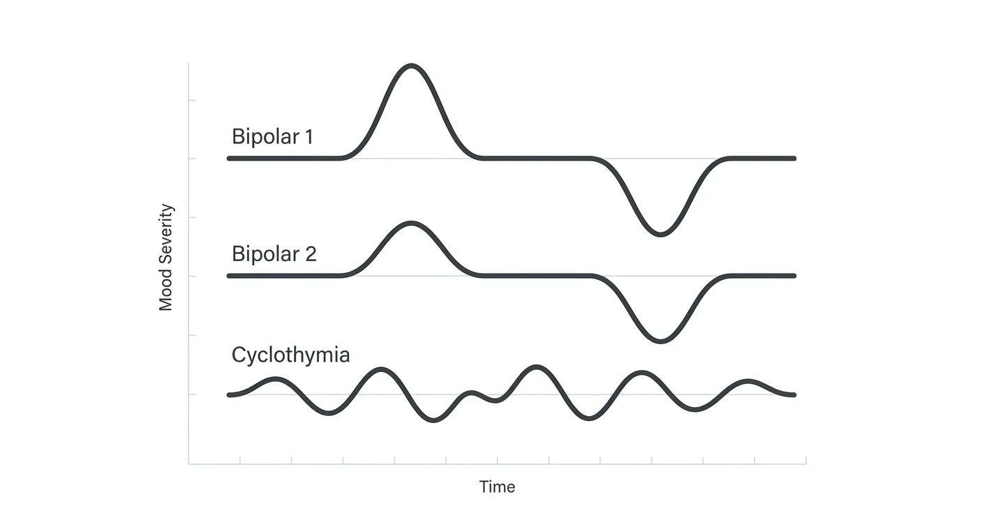 Bipolar 1 vs Bipolar 2 vs Cyclothymia: 2026 Guide
