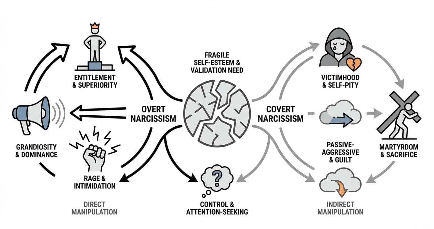 Covert Narcissism vs Overt Narcissism: Manipulation Tactics and Attention-Seeking Behaviors