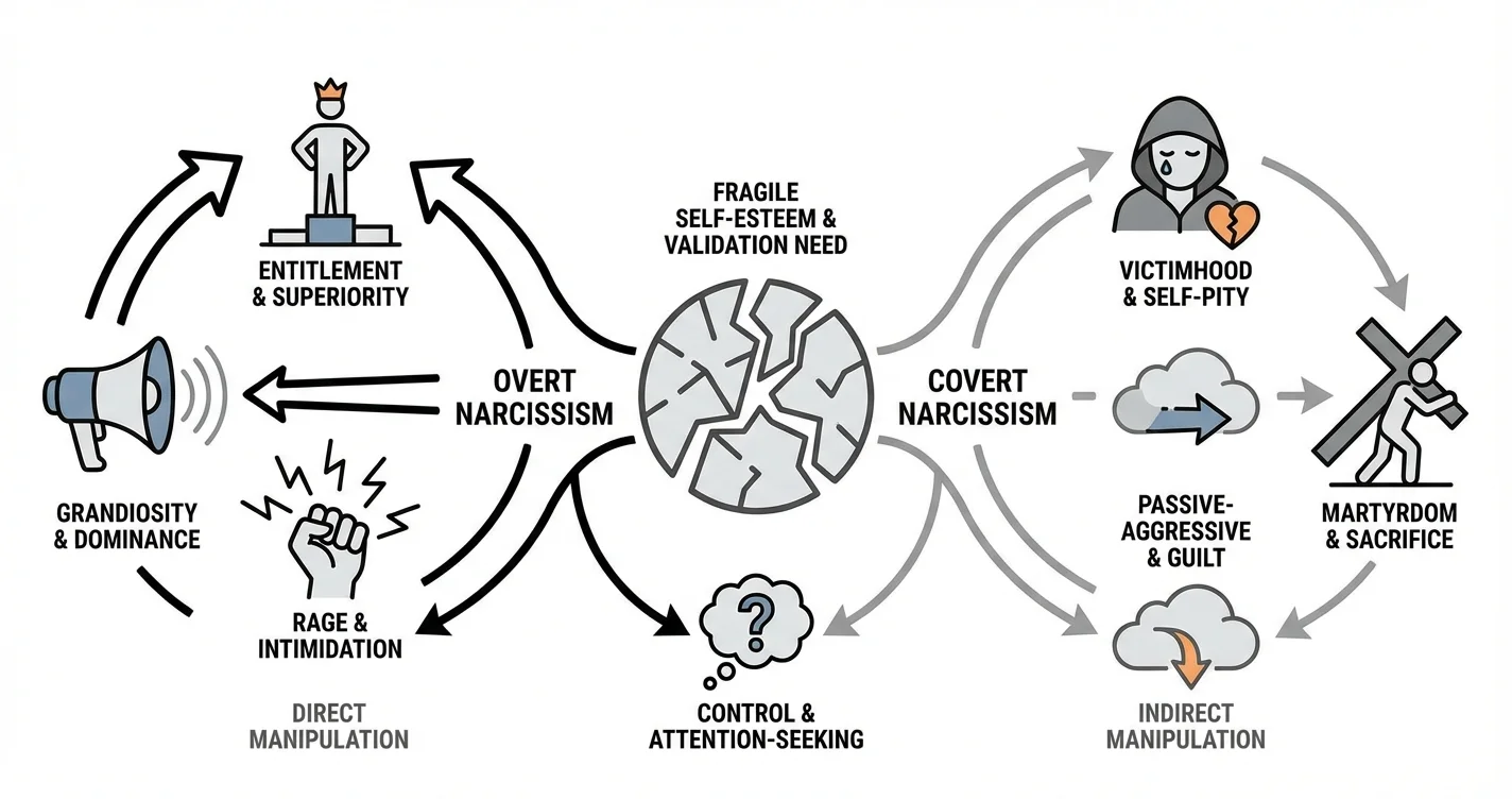 Covert Narcissism vs Overt Narcissism: Manipulation Tactics and Attention-Seeking Behaviors