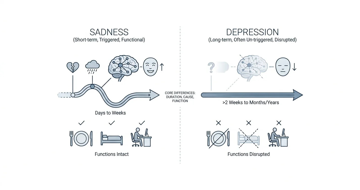 Depression vs Sadness: How to Tell the Difference (2026)