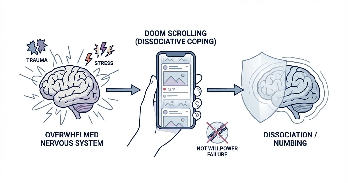 Doom Scrolling as Dissociation and Trauma Response Rather Than Lack of Willpower