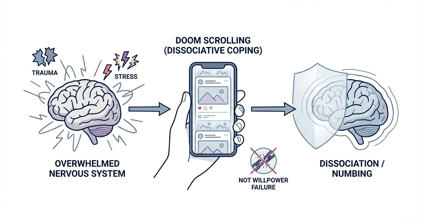 Doom Scrolling as Dissociation and Trauma Response Rather Than Lack of Willpower