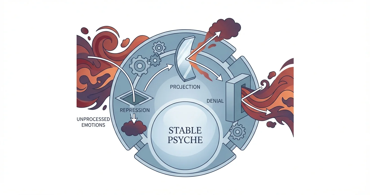 Ego Defense Mechanisms Protecting from Unprocessed Emotions