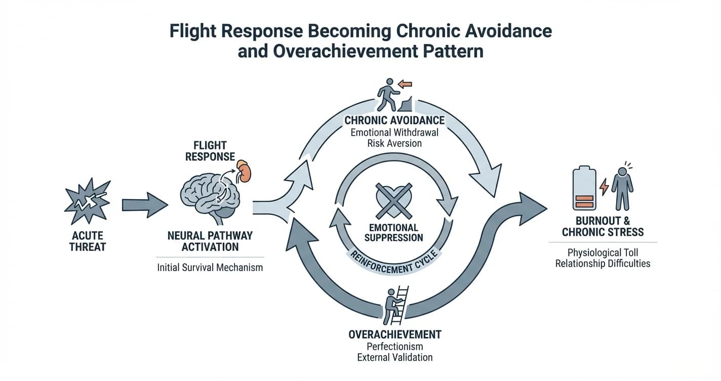Flight Response Becoming Chronic Avoidance and Overachievement Pattern