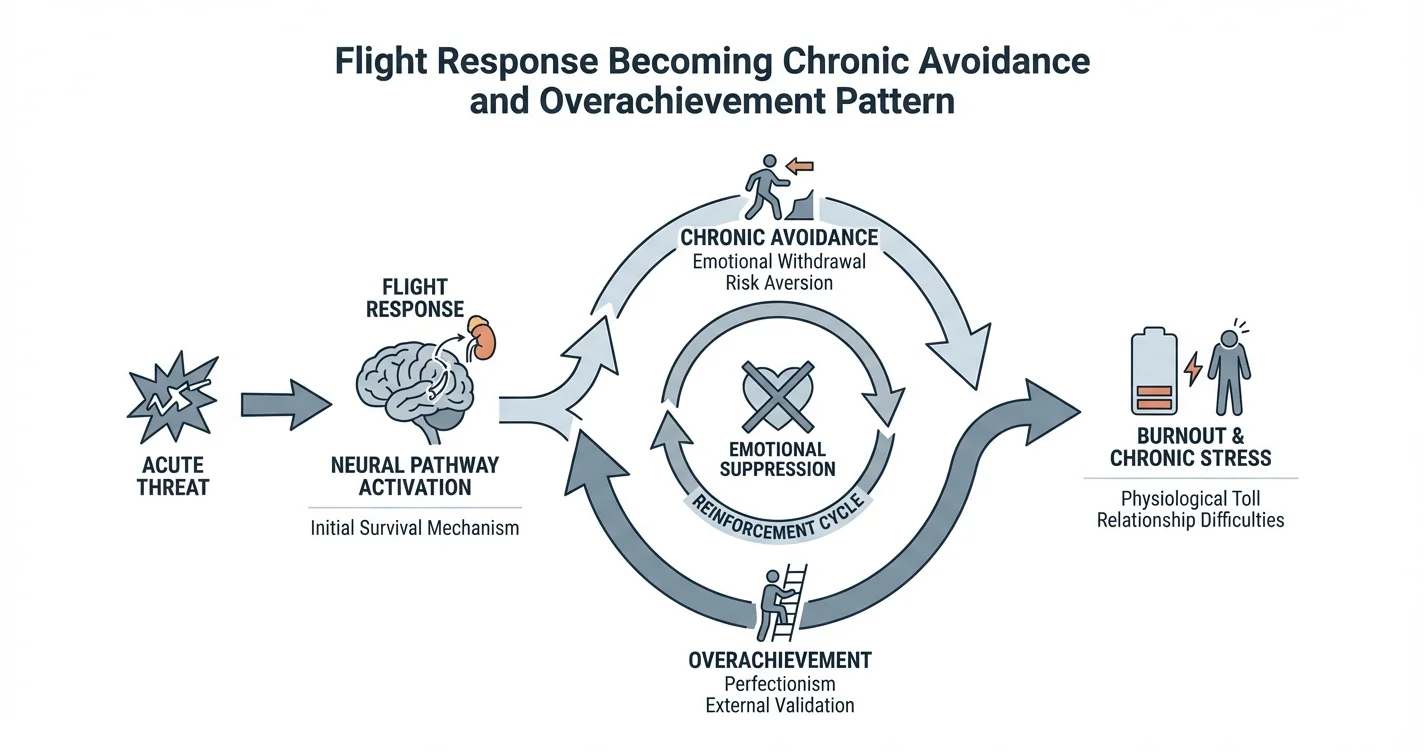 Flight Response Becoming Chronic Avoidance and Overachievement Pattern