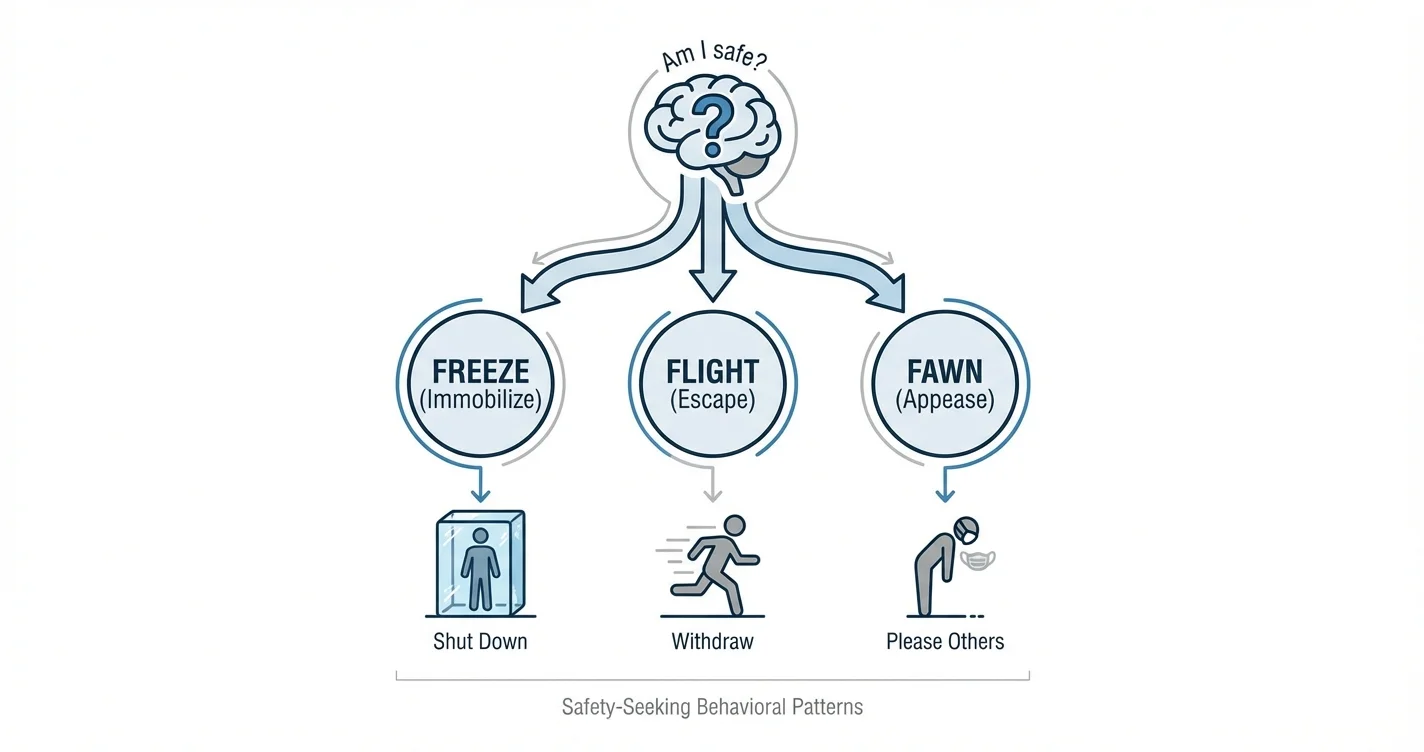 Freeze, Flight, and Fawn Trauma Responses as Safety-Seeking Behavioral Patterns