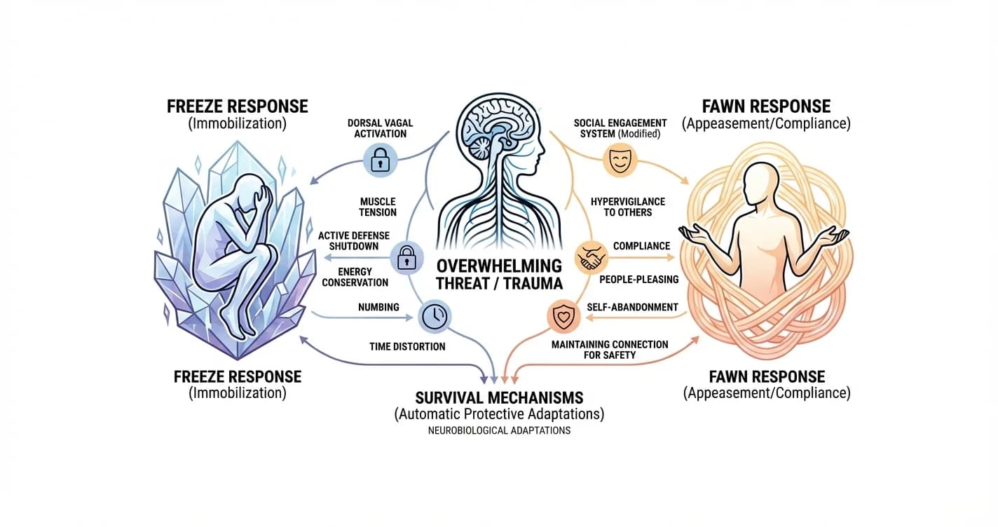 Freeze Response and Fawn Response as Trauma Survival Patterns