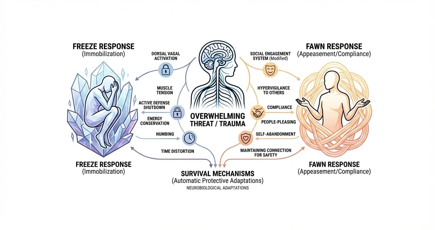 Freeze Response and Fawn Response as Trauma Survival Patterns