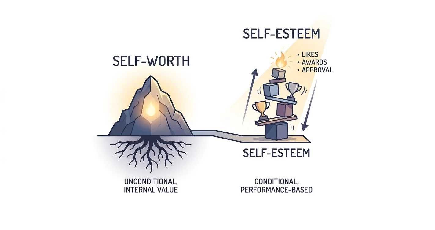 Self-Worth vs Self-Esteem: The Real Difference (2026)